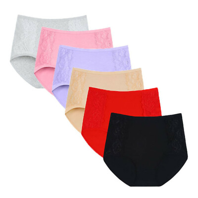 #ad Ladies 4 Pack Women High Waist Underwear Full Coverage Cotton Soft Brief Panties $14.20