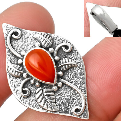 #ad Natural Carnelian 925 Sterling Silver Pendant Jewelry P 1518 $11.99