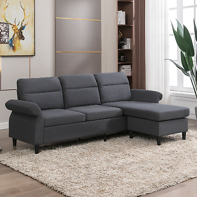 #ad 87quot;Convertible Sectional Sofa with Ottoman Adjustable Armrests and 2 USB Ports $299.99