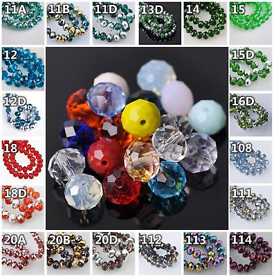 #ad 60pcs 8mm Rondelle Faceted Crystal Glass Loose Spacer Beads lot Jewelry Findings $3.58