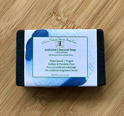 #ad All Natural Handcrafted Activated Charcoal Soap Bar 4.2 oz Unscented $7.79
