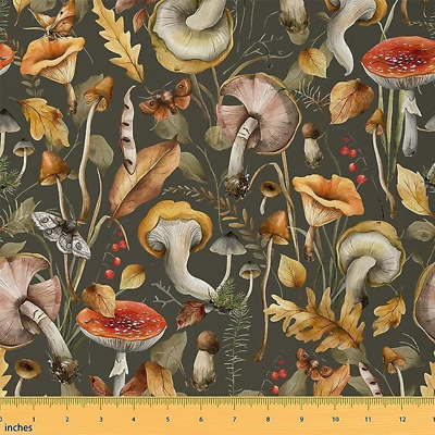 #ad Jungle Mushroom Fabric by The YardButterfly Moth Rustic Flying Animal Craft Hob $22.99