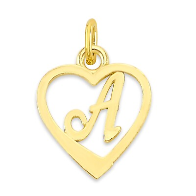 #ad Solid Gold Heart Initial Charm in 10k or 14k Tiny Letter Charm for Bracelet $34.19