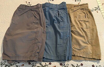 #ad 3 pair Ocean and Coast Shorts SIZE 38 9 Lt.Blue Khaki Grey Pockets PreOwned $19.99