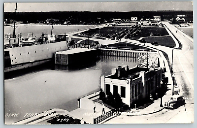 #ad RPPC Vintage Postcard Mackinac Michigan State Ferry Dock Real Photo $14.44