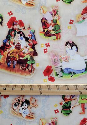 #ad 100% Cotton Fabric Disney#x27;s Snow White Seven Dwarfs Print 45quot; Wide Sold By Yard $14.90