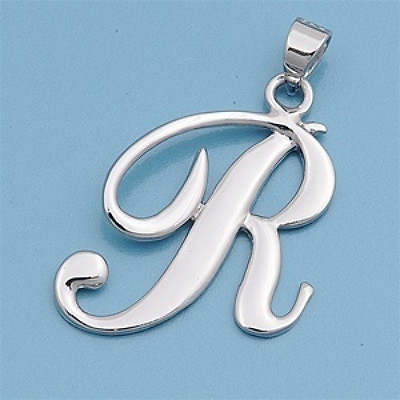 #ad Alphabet Initial Pendant Sterling Silver 925 Rhodium Plated Jewelry Letter R $14.99