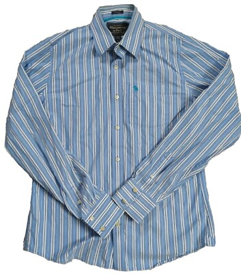 #ad Men#x27;s Abercrombie Blue Striped Long Sleeve Button Front Shirt Large $8.00