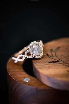 #ad Gift For Her 14k Rose Gold Labradorite Diamond Engagement Art Deco Wedding Ring $2015.00