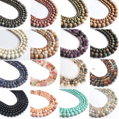 #ad Round Matte Turquoise Stone Beads Dull Polish Agates Quartz Jewelery Stone Bead $12.59