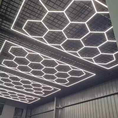 #ad #ad Led Hexagon Lights 14 Grid System Honeycomb Light for Garage Home w Border 110V $299.99