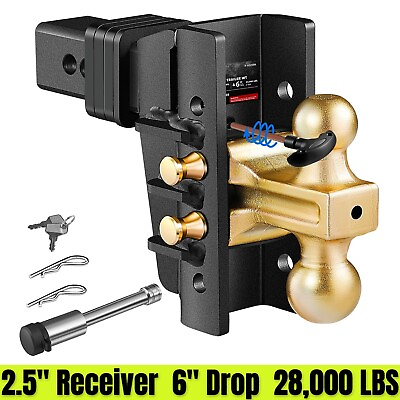 #ad Adjustable 6quot; Drop Hitch with 2quot; amp; 2 5 16quot; Ball for 2.5quot; Receiver 28000 LB GTW $159.99