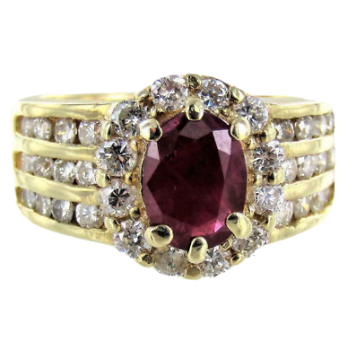 #ad 14KT YELLOW GOLD DIAMOND amp; RUBY COCKTAIL RING SIZE 6 $2450.00