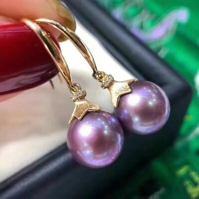 #ad elegant south sea round lavender pearl dangle earring 925s sp $121.44