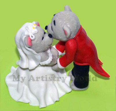 #ad A set of two wedding bears edible 3D fondant cake toppers. $90.00