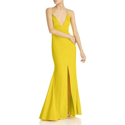 #ad Aidan by Aidan Mattox Womens Yellow Mermaid Evening Dress Gown 4 BHFO 3019 $27.99