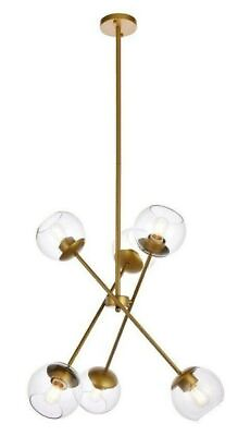 #ad Brass Modern Clear Glass Shades Sputnik Chandelier Pendant Ceiling Light Fixture $286.00