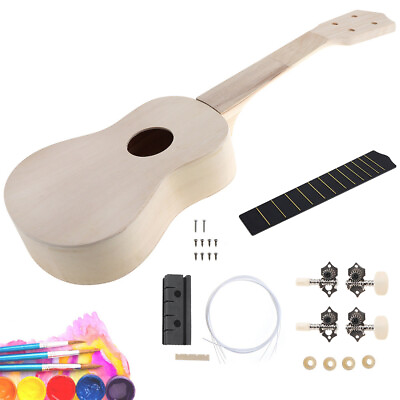 #ad 21quot; Soprano Ukulele Hawaii Guitar Handwork Musical Instrument DIY Kit Kids Gift $24.14