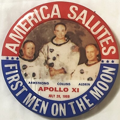 #ad Vintage 1969 🚀 Apollo NASA First Men on Moon Pin Pinback Americana History $6.99
