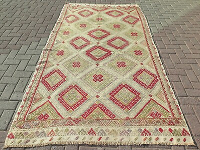 #ad Turkish Wool Kilim RugS Cal Nomad Rug Area Rug Handmade Floor Carpet 57quot;X109quot; $489.00