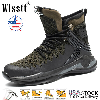 #ad Mens Mesh Steel Toe Work Boots Safety Shoes Indestructible Waterproof Sneaker $37.99