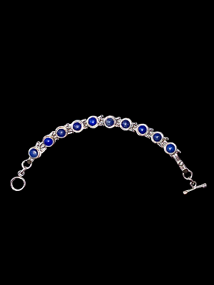 #ad American Southwest Sterling Silver Lapis Lazuli Gemstone Bracelet 7.75” Estate $100.00