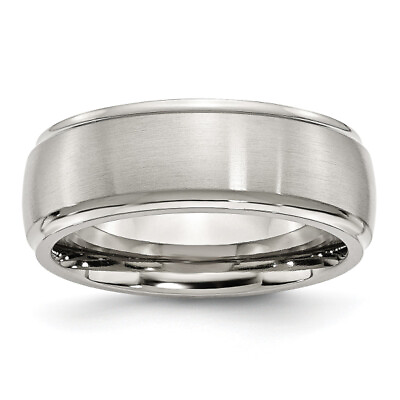 #ad Stainless Steel 8mm Ridged Edge Plain Classic Wedding Band Ring $82.00