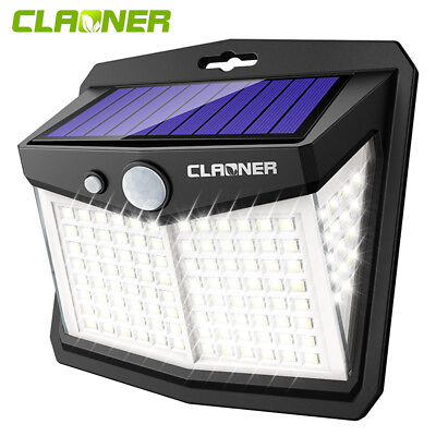 CLAONER Solar Power 128 LED Lights PIR Motion Sensor Outdoor Security Lamp Wall $9.99