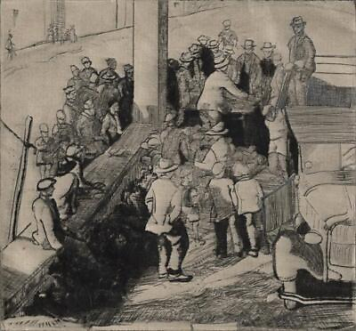 #ad WW2 FRENCH FRUIT SELLERS Orig Etching c1944 AMERICAN G.I. GBP 79.99