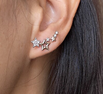 #ad Cz Star Climber earringsSilver Cz Star climber earringsStar ear jacket $18.99