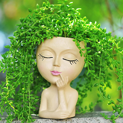 #ad Face Planters Pots Head Cute Plant Pots for Indoor Plants Resin Head Planter Suc $25.88
