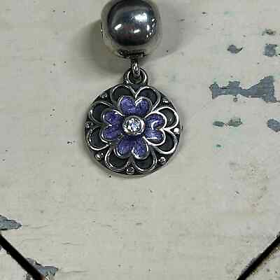 #ad PANDORA 790957LCZ Bloom Purple Bead Stopper Silver 925 White Zirconia US Seller $54.49