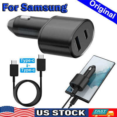 #ad 45W Dual Port Fast Charging Car Charger amp; Cable For Samsung S24 Ultra S23 FE S22 $10.99