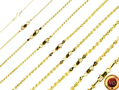 #ad 14k Gold Plated 925 Sterling Silver Diamond Cut ROPE Chain Necklace Bracelet $137.59