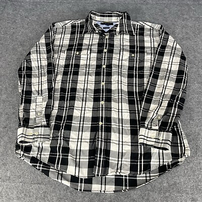 #ad TOMMY HILFIGER Mens Shirt Xtra Large Black Check Long Sleeve Button Up 8388 GBP 7.99