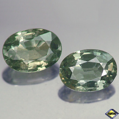 #ad 2.04CT LOVELY PAIR OVAL YELLOWISH GREEN UNHEATED SAPPHIRE $99.99