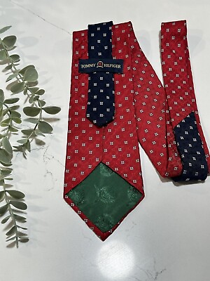 #ad TOMMY HILFIGER RED BLUE Men#x27;s Suit Tie 100% Silk Made in USA New Tie $26.00