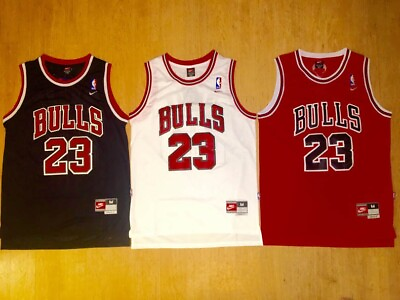 #ad #ad MJ Chicago Bulls 23 Michael Jordan White Red Black Men#x27;s Jersey $28.99