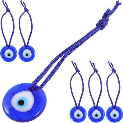 #ad 6 Pcs Glass Blue Evil Eye Decor Ornaments Car Charm Bead Pendant Wall Hanging $10.29