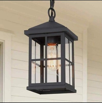 #ad LNC Modern Black Pendant Light Farmhouse Hanging Lantern with Clear Glass A04373 $38.88