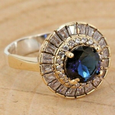 #ad 925 Sterling Silver Handmade Turkish Sapphire Ladies Ring Size 6 12 $27.00