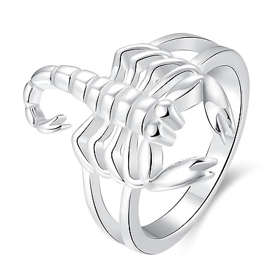 #ad Sterling Silver Plated Fashion Ring Women Scorpion B383 $8.99