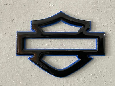 #ad Harley Davidson Emblems 2 pcs Blueamp;Black Fuel Gas Tank Badge 3 1 2quot; $40.00