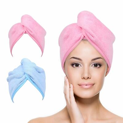 #ad 2pcs Microfiber Hair Towel Wrap Super Absorbent Quick Dry Hair Turban for Drying $8.05