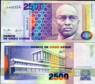 #ad Cape Verde 2500 Escudos 1989 P 61 UNC $64.99