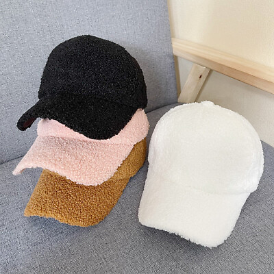 #ad Men and women autumn and winter imitation lamb wool solid color warm cap $18.04