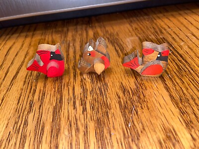 #ad 1990#x27;s Miniature Handmade Flat Wood bird Cardinal Figures Renee Schroeder $9.99