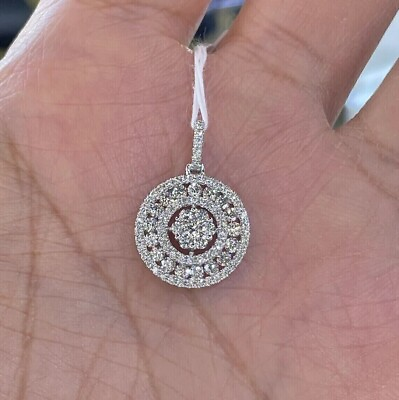 #ad 1.25 Ct Round Cut Simulated Diamond Gorgeous Pendant In 14K White Gold Plated $112.36