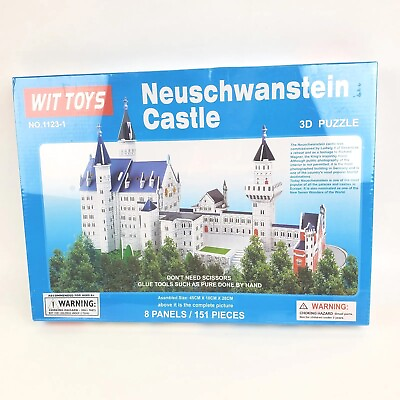 #ad Wit Toys No.1123 1 Neuschwanstein Castle 3D Puzzle 8 Panels 151 Pieces Ages 8 $20.99