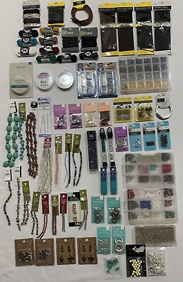 #ad Jewelry Making Supplies Findings Czech Glass Beads Leather Cording Charms Lot $129.95